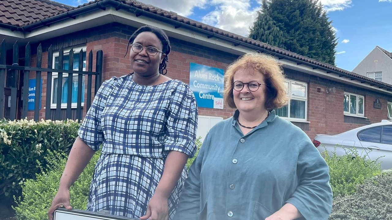 Cllr Thompson and Clare Miller at Alum Rock community centre