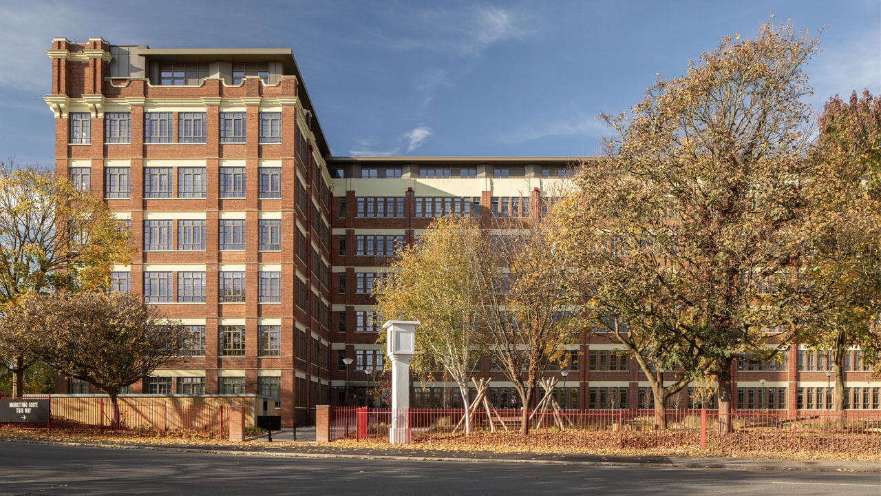 A building with some trees 