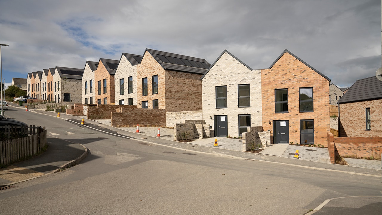 A street of completed new homes at Barne Barton estate